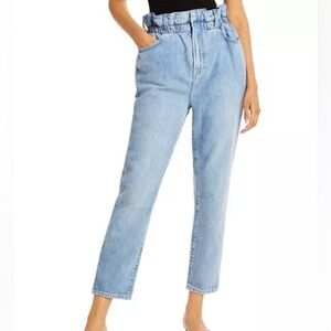 FRAME Elastic Waist Jeans Straight Leg Meridian Wash Size Medium